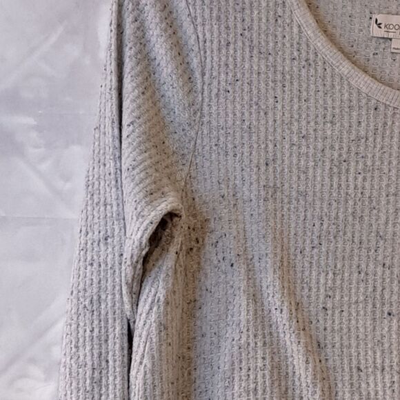 Koolaburra By Ugg Women's Grey Flecked Waffle Knit V-Sweater Top Causal Large - Picture 9 of 13
